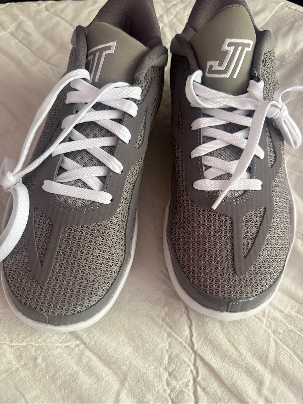 Jordan Men's Gray Athletic Sneakers with White Laces